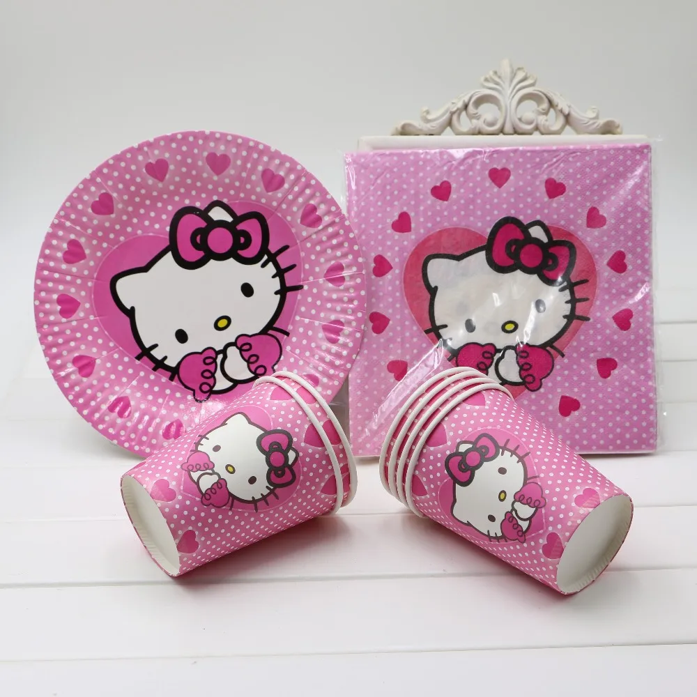 Free shipping 40Pcs/lot Girls birthday decoration Hello Kitty Theme