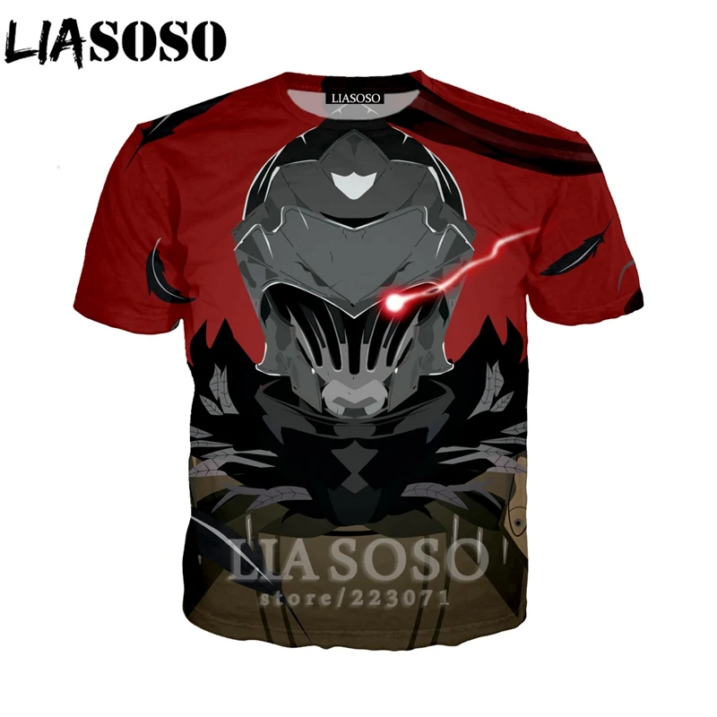 LIASOSO Новинка лета 2019 мужская и женская футболка с 3D принтом аниме Goblin Slayer коротким