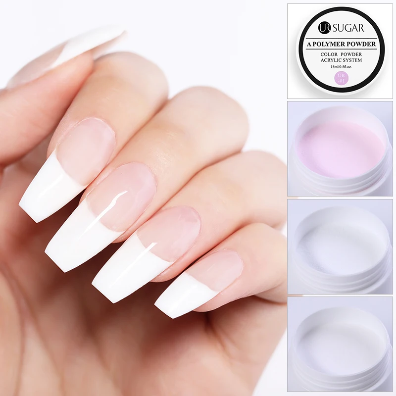 

UR SUGAR 15ml Acrylic Powder Crystal Nail Art Tip Builder Transparent Powder Crystal Liquid Manicure Pink White Clear