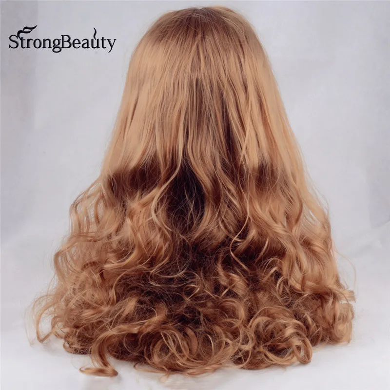 Strongbeauty длинные вьющиеся клубника блондинка парик синтетические термостойкие парик фронта шнурка