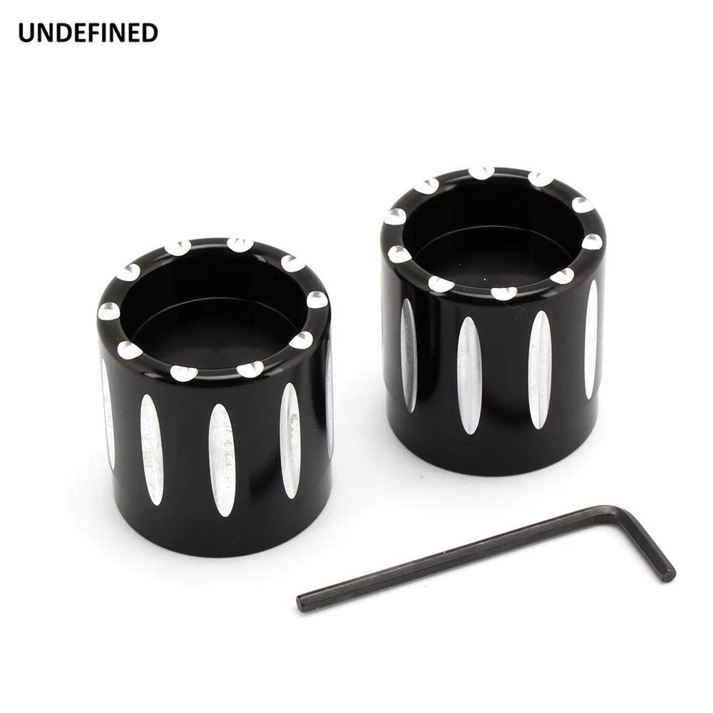 Motorcycle Parts Black CNC Cut Front Axle Cap Nut Cover For Harley