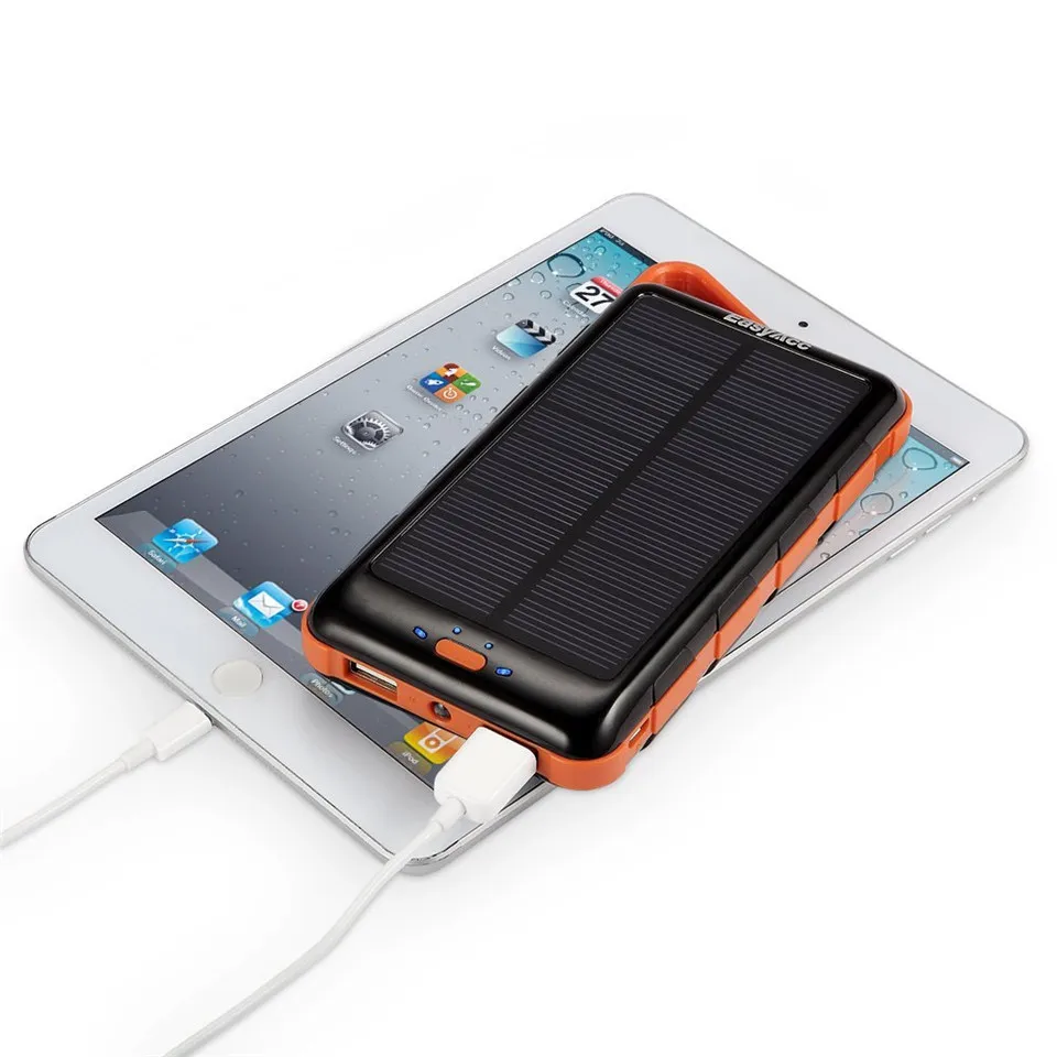 Easyacc 15000mAh Power Bank With Solar Panel and Flashlight External Battery Portable Charger for Samsung HTC Tablets|power bank with solar|15000mah