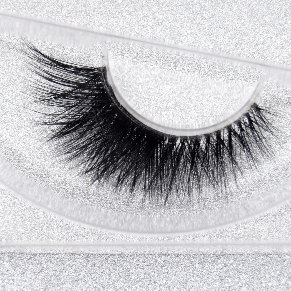 

visofree mink lashes 3d mink eyelashes handmade false eyelash transparent band Crisscross fake eyelashes round box makeup F209