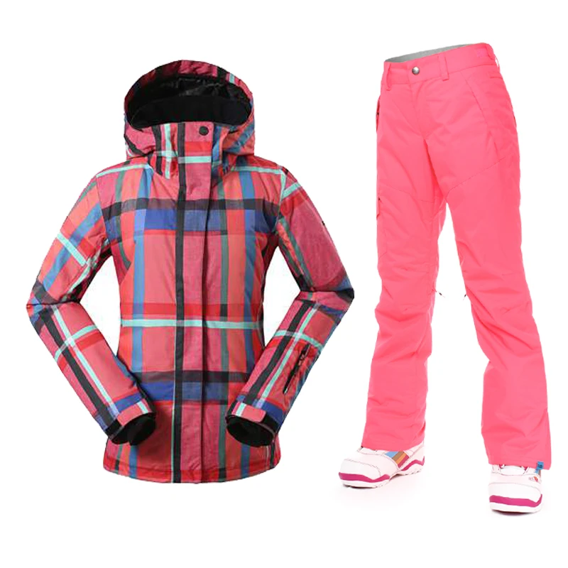 

Flower Thick Lady Women Ski Suit Sets Winter Snowboard Jacket+Pants Waterproof Breathable winter coats