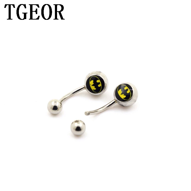 

Hot wholesale 1.6*10*5/8 mm 10pcs bat pattern piercing navel ring Stainless Steel belly button ring free shipping