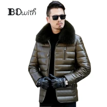 90% гусиный однотонный утиный пуховик для мужчин, шерстяной воротник, кожа, легкая зимняя Защитная куртка для спорта на открытом воздухе