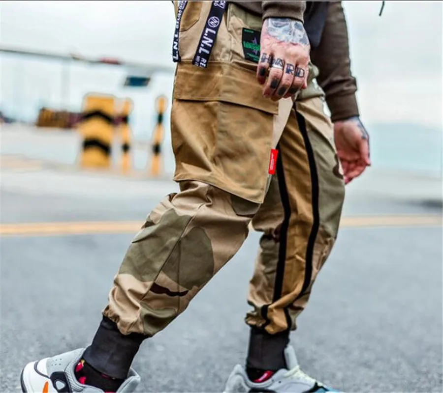 

2019 Camouflage Cargo Pants Men Streetwear Hip Hop Jogger Men with Pocket Trousers Casual Sports Track Korean Japanese Pants