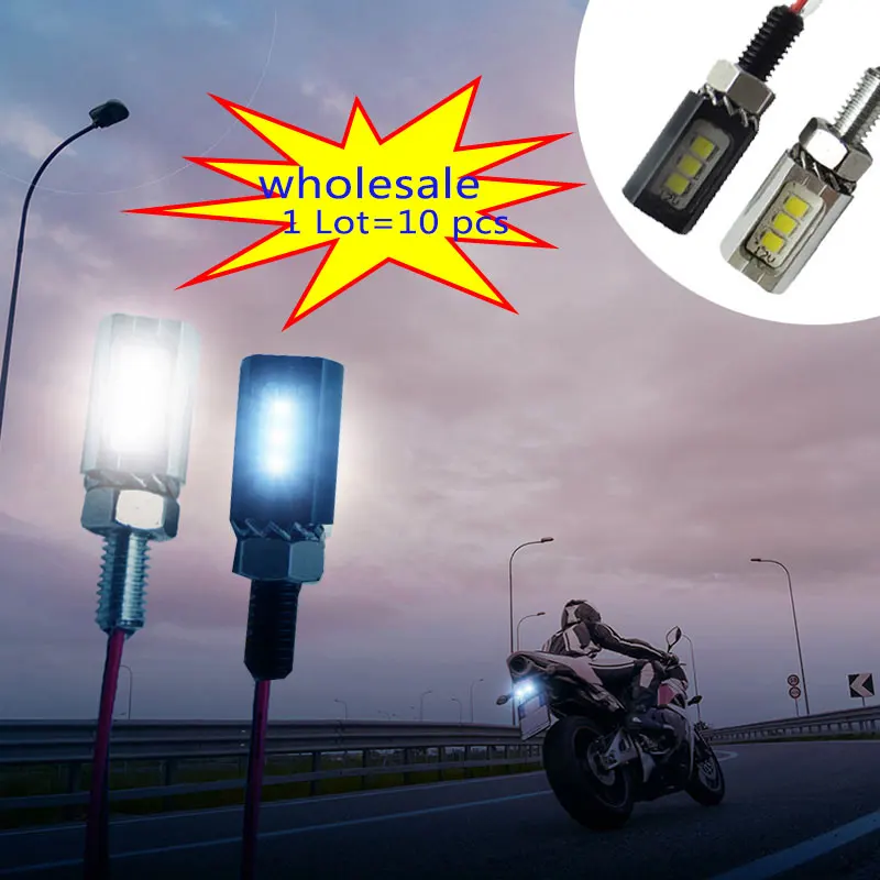 

MIDCARS Wholesale 12V Led Motorcycle Tail Number License Plate Screw Bolt Lights Auto Lamp Bulb Silver Black color styling
