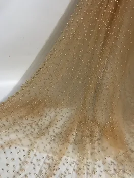 

good sale embroidered Mesh Tulle fabric with full beads nice looking david-71522 Nigerian lace fabrics