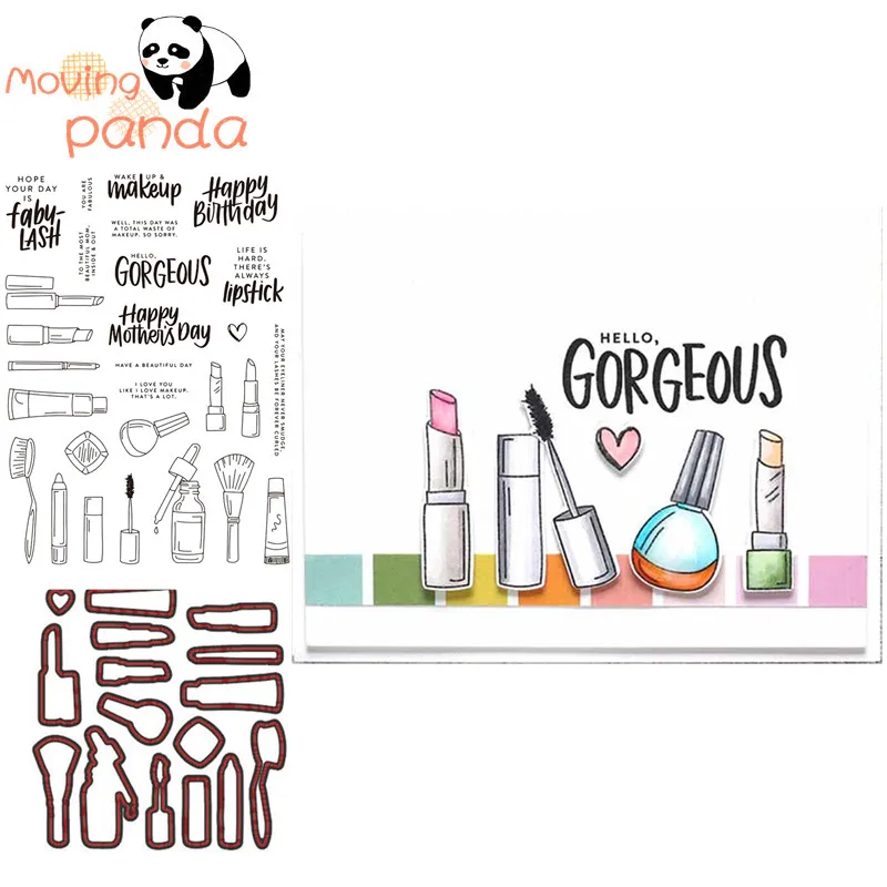 

JC222 New WAKE UP AND MAKEUP Metal Cutting Dies and Clear Stamps for Scrapbooking DIY Card Making Cutting Crafts Stencil Dies