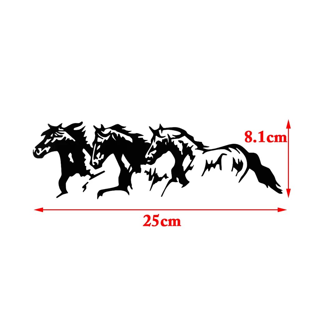 Новинка, 3 бегущих лошади, 25 см* 8,1 см, автомобильная самоклеящаяся наклейка, виниловая, водонепроницаемая, декоративная