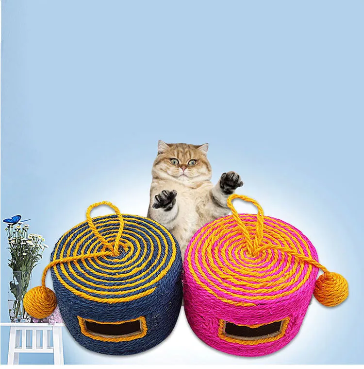 

Sisal cat toy balls woven drum type burger type wear-resistant sisal roller cat toy two sound ball cat scartching barrel