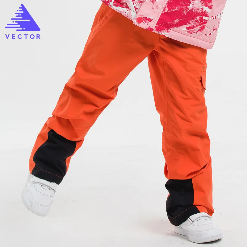 Лыжные брюки для девочек марки s, новые спортивные высококачественные брюки на подтяжках, ветронепроницаемая Водонепроницаемая теплая зимняя лыжные брюки - Цвет: Оранжевый