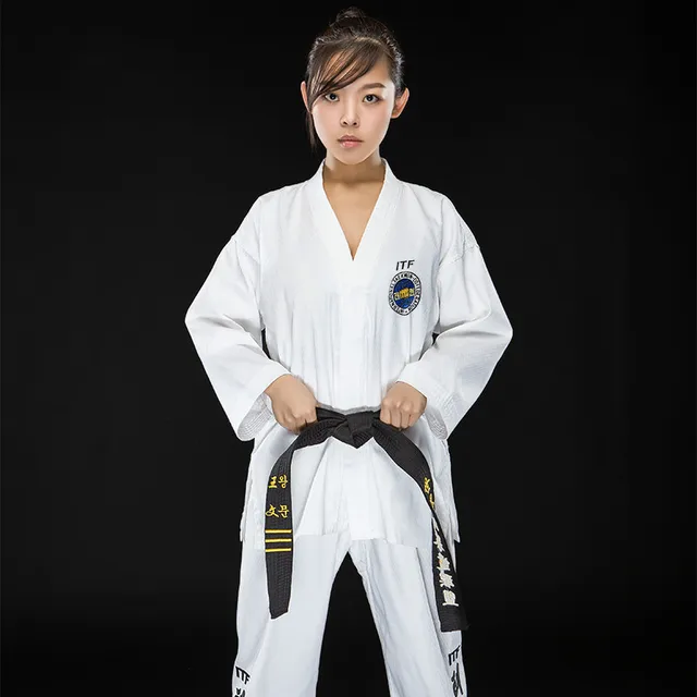 White Professional ITF Taekwondo Dobok Exquisite Embroidery Taekwondo