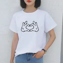 Хипстер I Love Harajuku графическая печать футболка Женская топы черная белая футболка с коротким рукавом Femme Летняя женская футболка