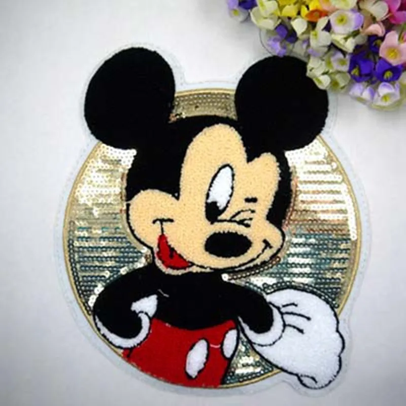 

24*24.cm Hot Sale Cartoon Cloth Sequined Patches Mickey Mouse/Minnie Garment Applique DIY Accessories