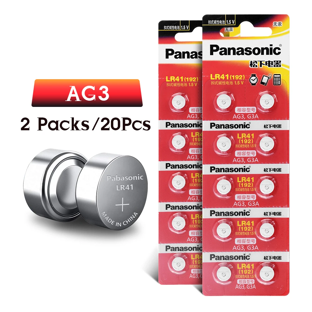 Горячее предложение, 20 шт. LR41 кнопочные батарейки Panasonic SR41 AG3 G3A L736 192 392A Zn/MnO2 1,5 V литиевые батареи для монет