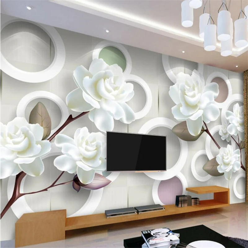 

beibehang papel de parede para quarto Custom wallpaper Simple modern beautiful white peony 3D stereo TV wall murals behang
