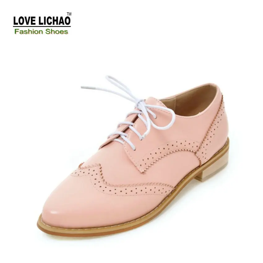 

Love Lichao Pointed Toe Oxfords Shoes Women Spring Lace-up Casual Flat Shoes Fashionable Womens Shoes Zapatos Mujer Size 34-43