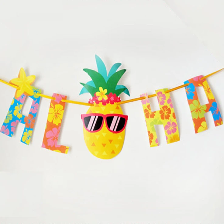 

Hawaiian Tropical Pineapple Garland Bunting Party Home Banners Summer party DIY Decorative supplies