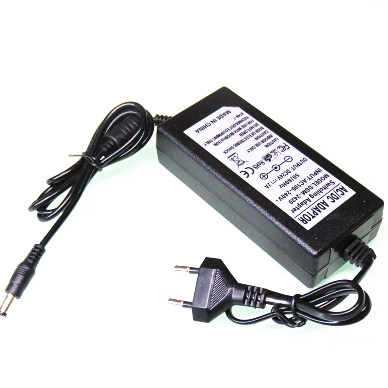 

DC 24V 2A LED Power Switching Supply Adapter AC100-240V to DC24V 48W Transformer for AMP Led Strip EU Plug