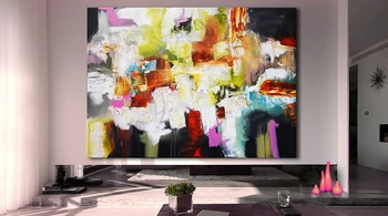 

Hnad painted Abstract Painting Pink Red Blue Painting Large Abstract Painting Red Blue Fine Art Purple Painting