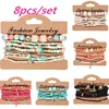 3-4 unids/set de cuentas de cristal multicapa con cuentas y borlas, pulseras y colgantes pulseras Boho de Mujer, pulsera para regalo de Mujer ► Foto 1/6