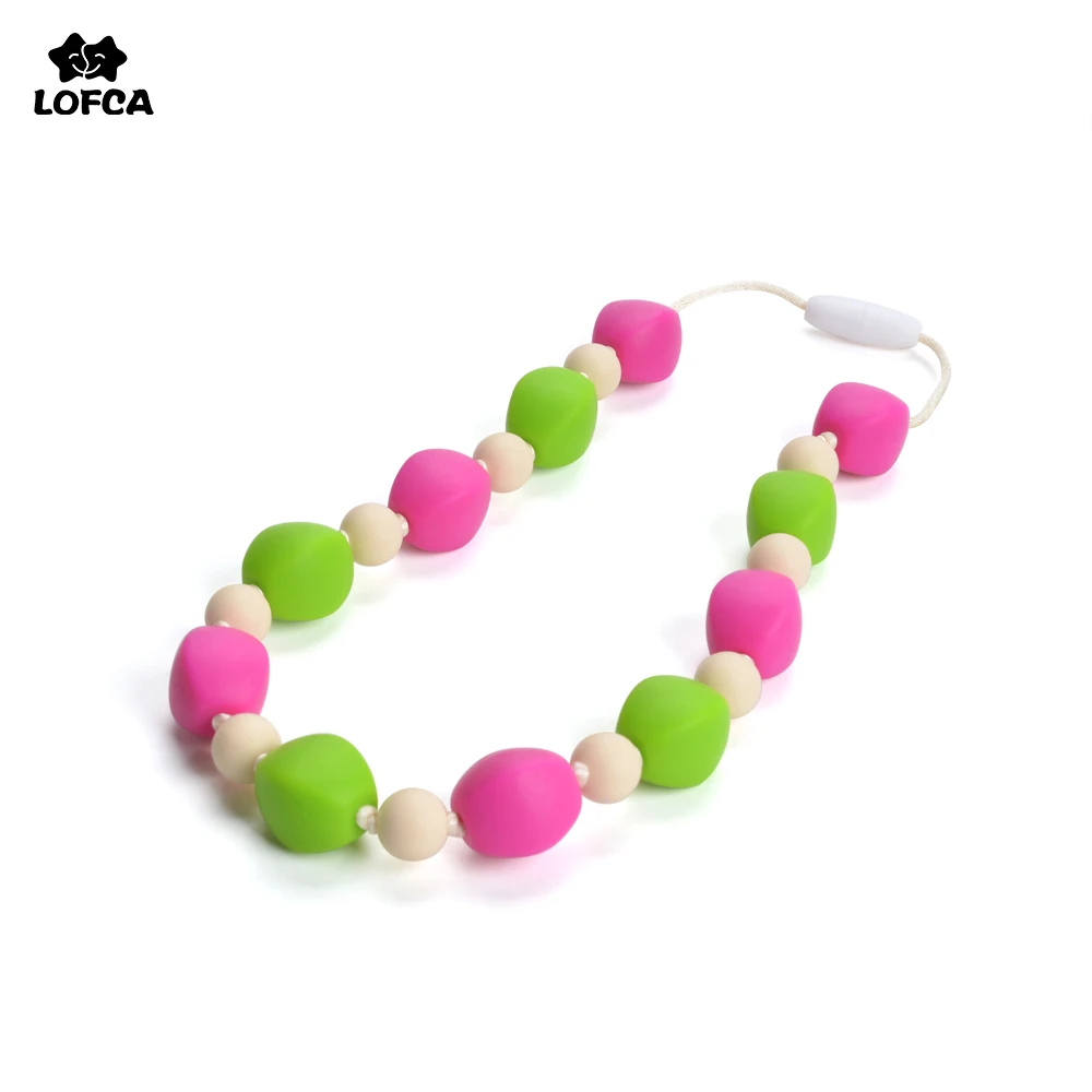 

LOFCA Baby Silicone Teether For Baby Carrier Accessory Chewable Necklace BPA Free Teether Beads Toy Chew Teething Pacifier Clip