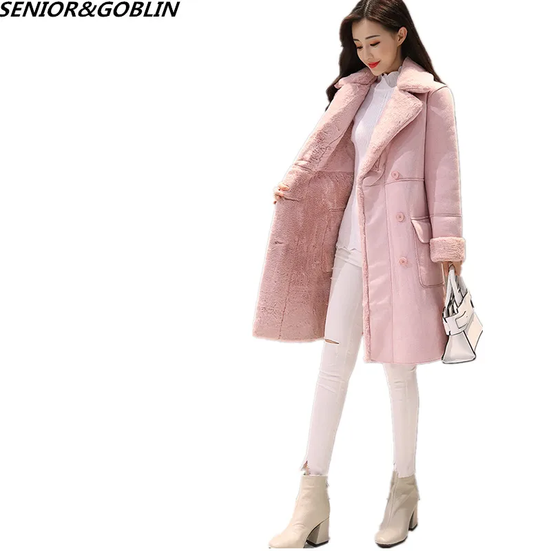 

High Quality Fleece Women Lamb Wool Coat New Autumn Winter Double-breasted Thicken Wool Coat Deer Velvet Casual Lamb Jacket