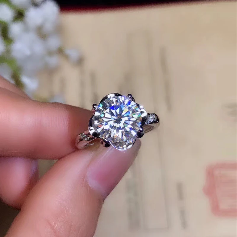 CoLife Jewelry 100% Real Moissanite Ring for Engagement 1ct To 3ct F Color VVS Grade Moissanite Ring Silver Gemstone Ring