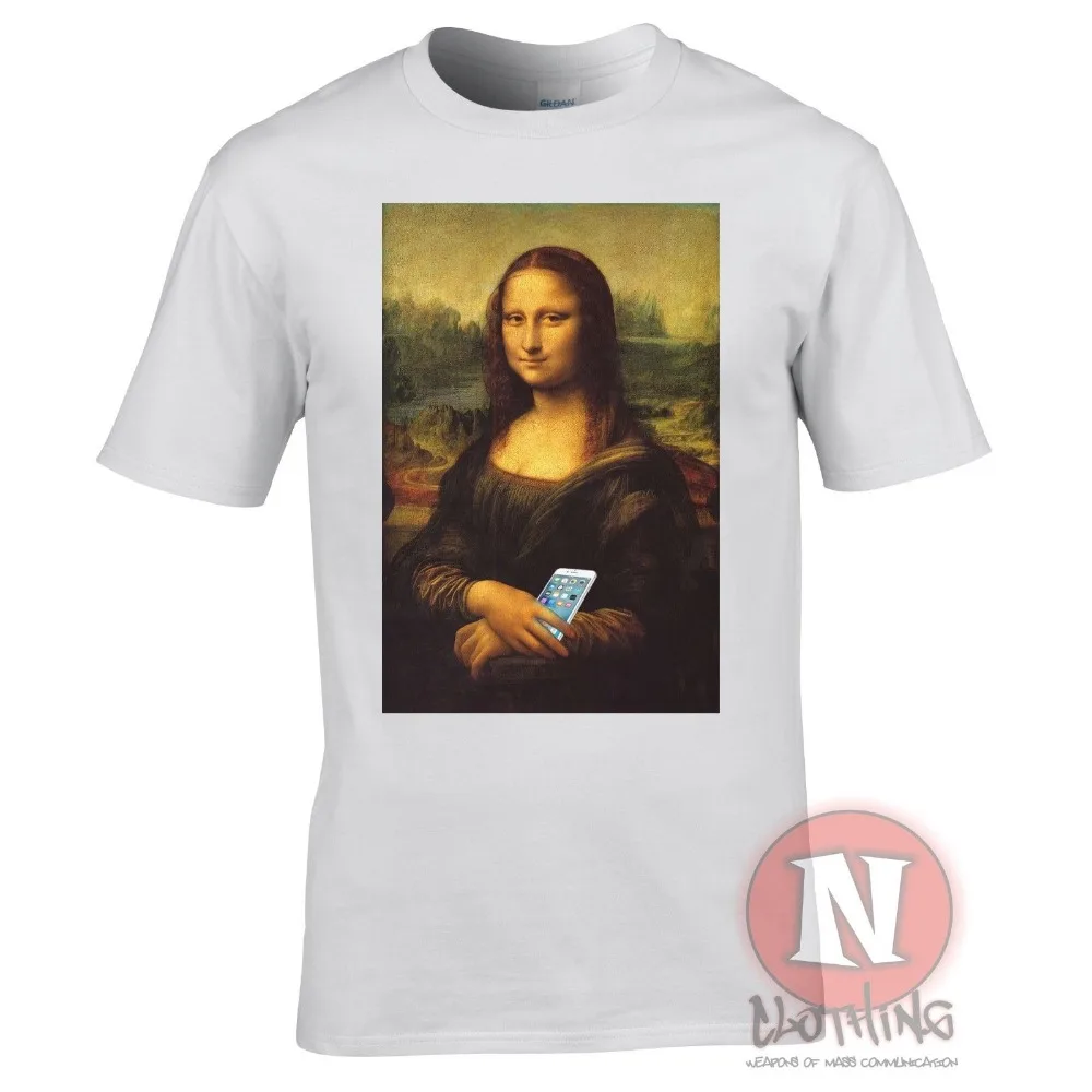 cheap Mona Lisa Iphone T Shirt Aesthetic Vapor Wave Klassisch Kunst T Shirt 2019 Creative Novelty Summer Style Cotton Order T Shirts