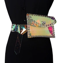 Поясная Сумка Женская поясная сумка поясной кошелек Роскошный бренд лето ПВХ заклепки новая мода высокое качество