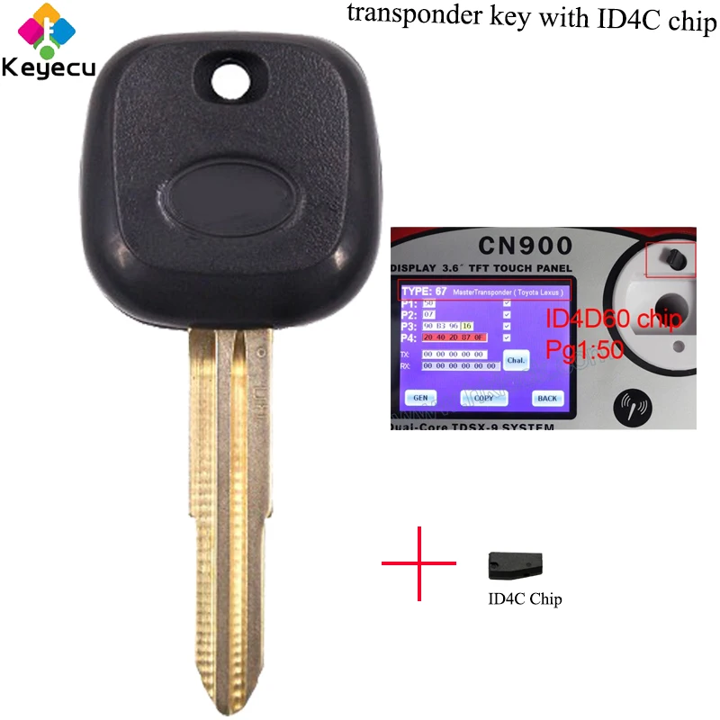 

KEYECU Replacement Transponder Car Key- ID4C Chip& Uncut Blade- FOB for Daihatsu Charade Copen Cuore Feroza Sirion YRV 1995-2008