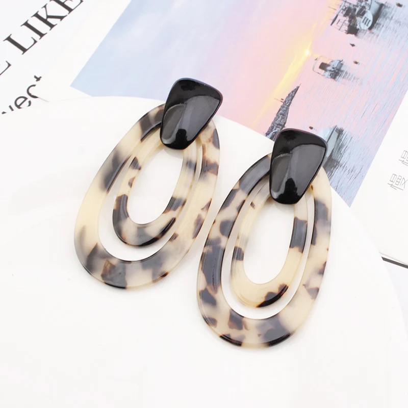 

fashion leopard korean Acetate earrings dangle acrylic earrings for women 2019 trendy hanging earrings fashion jewelry gift