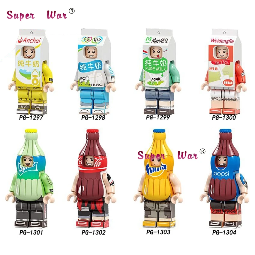 

Single Pure Milk Cola Lemon Fanta Steven John Hank Allen Fries peanut fruit Sailor Moon building block toy for children