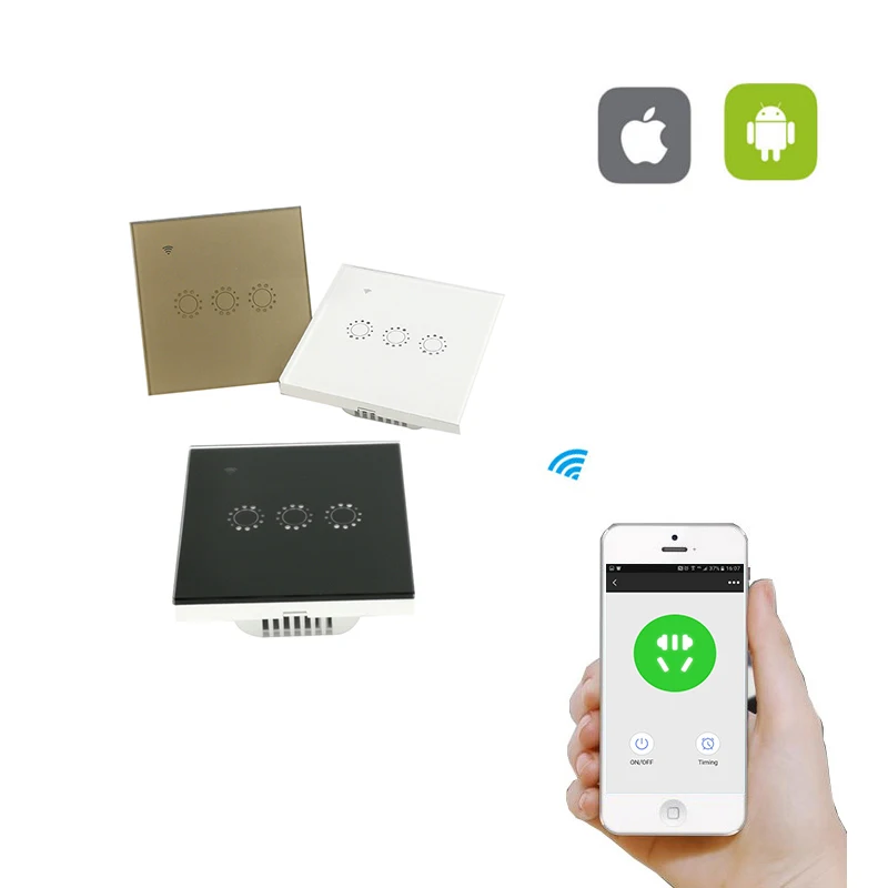 

OPWT-001 1/2/3 Gang Wifi touch wall Switch wifi wall switch Smart home remote control switch Support Amazon Alexa,Google home