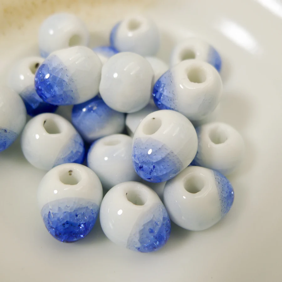 

Quality Ceramic beads not glass oblate porcelain bead for jewelry making 10mm 20pieces/lot beads #A315B