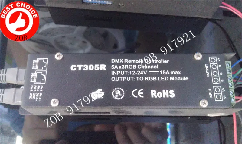 3 канала* 5A высокой мощности DMX512 декодер, CT305R контроллер для RGB потолочный светильник, светодиодные полосы света, розничная торговля