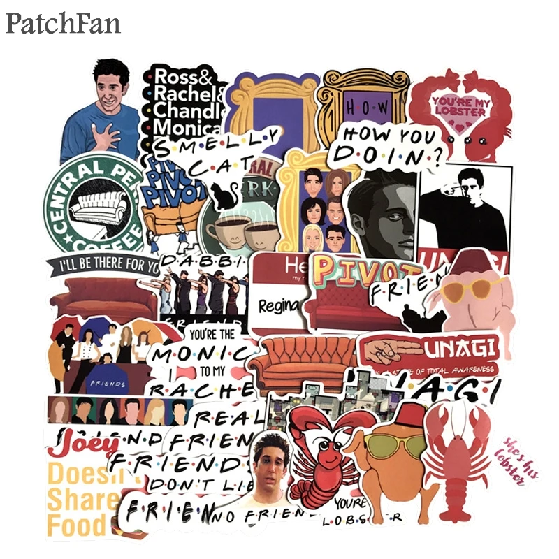 Patchfan 34 шт. с надписью ТВ шоу Friends (вентиляторы ПВХ водонепроницаемые наклейки на