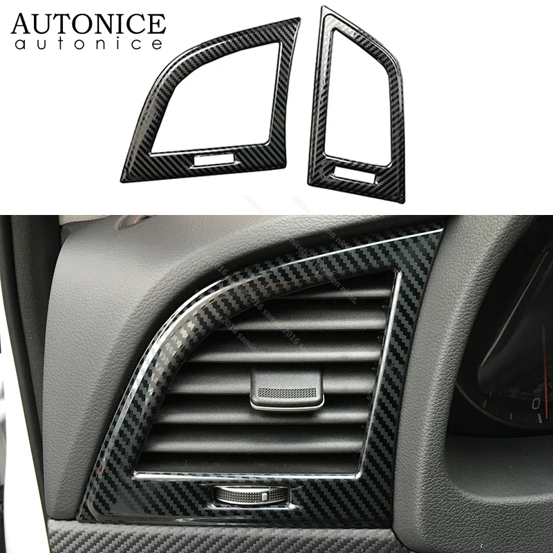 2pc Carbon fiber color stainless steel AC Air Conditioning Dashboard Vent Cover trim fit for HYUNDAI Elantra | Автомобили и
