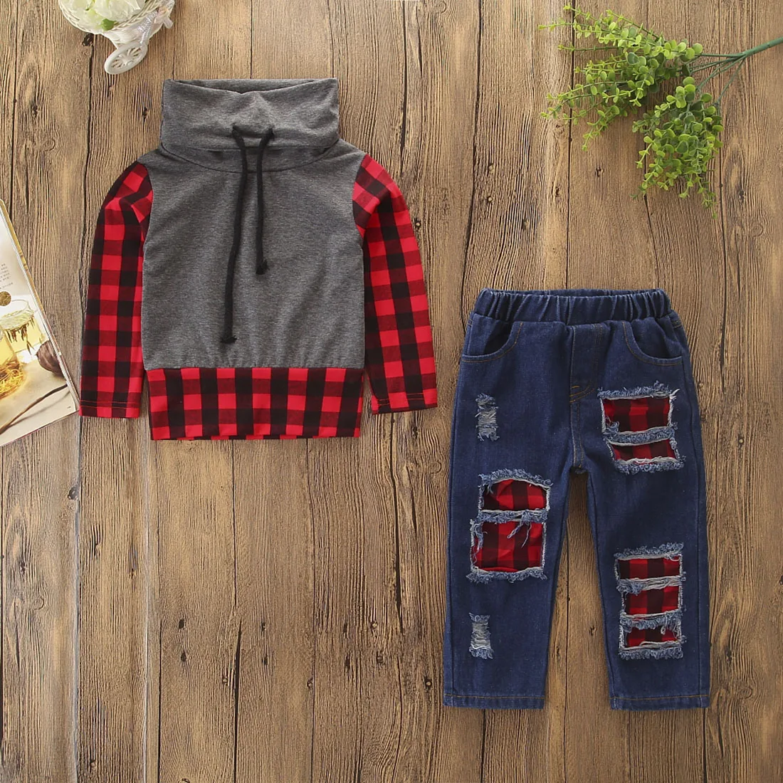 2PCS Toddler Kids Baby Boys Clothes T-shirt Tops+Denim Jeans Pants Outfits Set