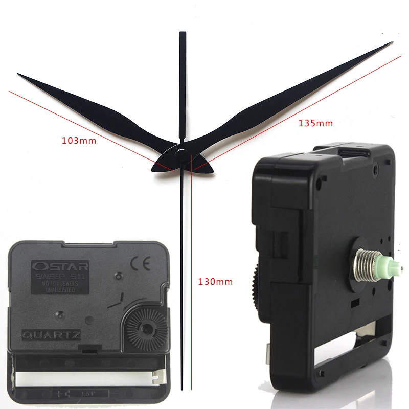 

Ostar S11 sweep Clock Movement quartz wall clock mechanism Centre Screw type movement with 31# black long hands DIY clock kits