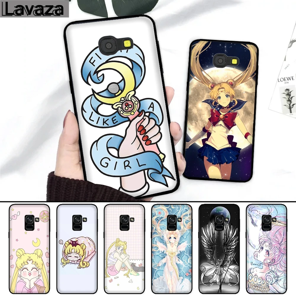 Силиконовый чехол Lavaza с изображением Сейлор Мун для Samsung A3 A5 2016 2017 A6 Plus A7 A8 A9 A10 A30 A40