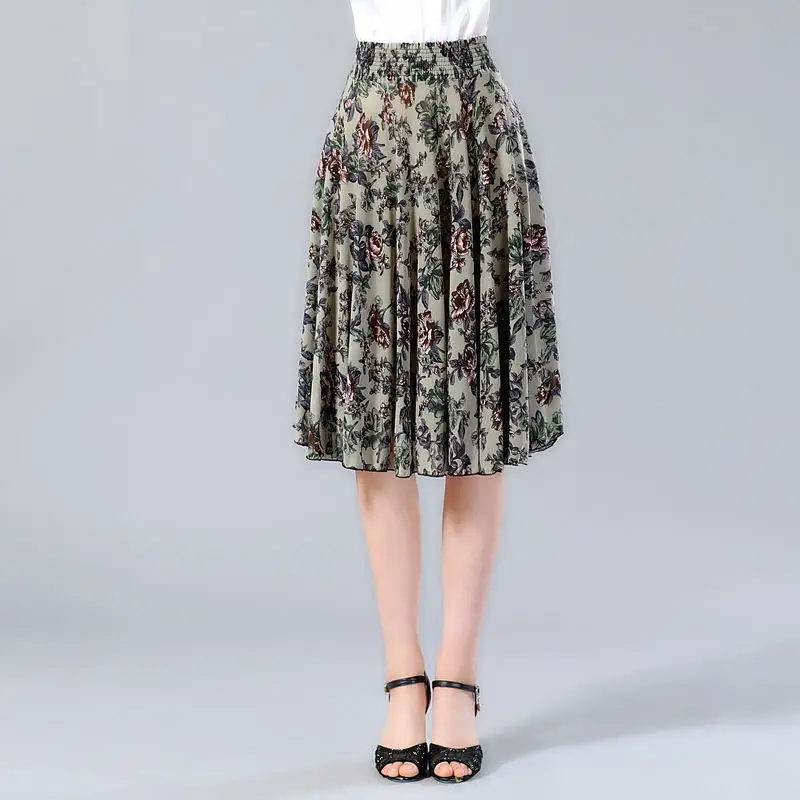 2019 летняя плиссированная юбка одежда по колено цветочный принт юбка эластичный пояс юбки женские уличная девушка леди Faldas юбка