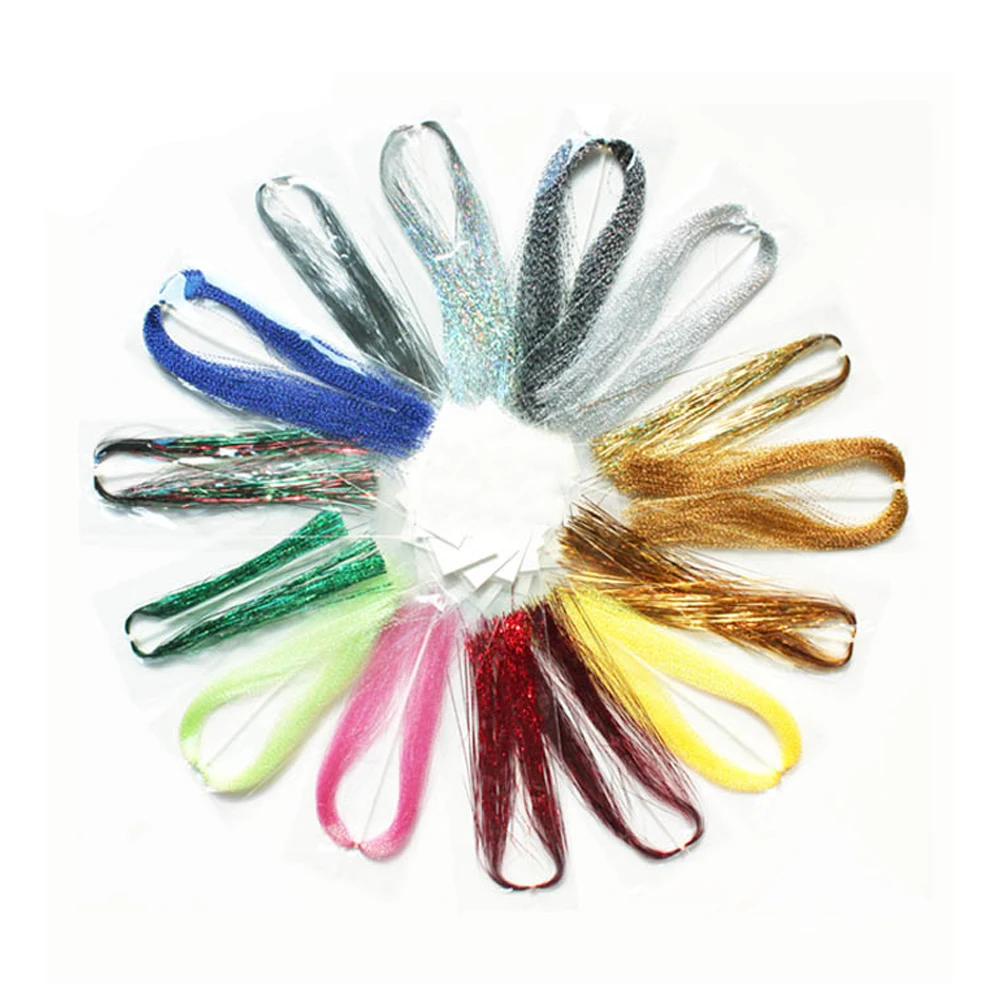 6Pcs/Lot Flashabou Holographic Tinsel Fly Fishing Tying Crystal Flash
