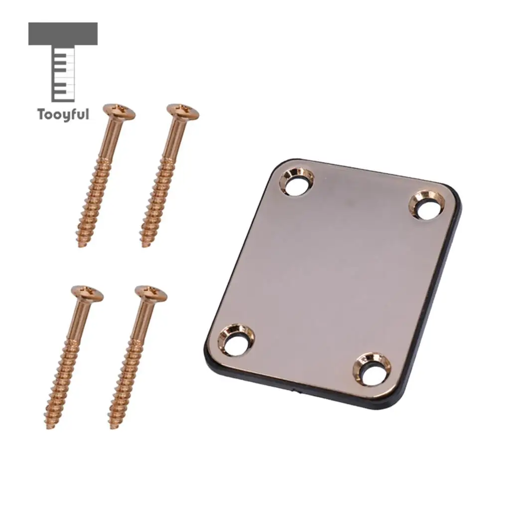 Tooyful Guitar Bass Neck Plate with Screws for Strat Tele Guitar Precision Jazz Bass Replacement