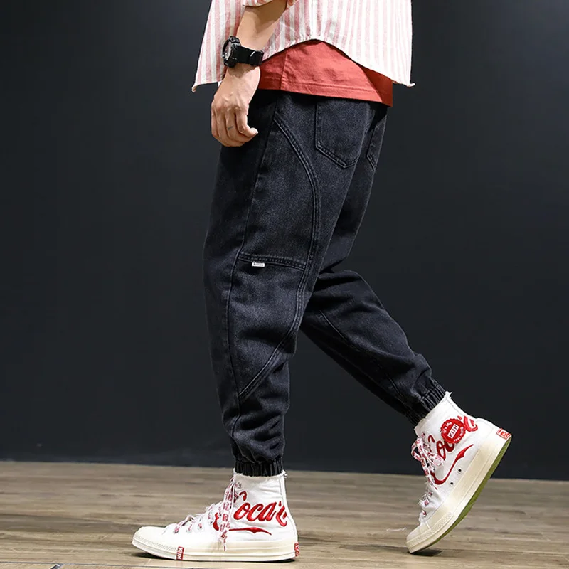 

Spring Summer Harem Ankle Length Jeans Men's Casual Pants Plus Size Popular Logo Loose Pants Versatile Capris Elastic Bottom