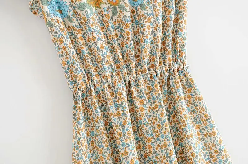 Богемное цветочное шикарное мини-платье, женская летняя одежда, короткий рукав, v-образный вырез, сексуальные платья, винтажное, с принтом, Пляжное, хиппи, короткое платье
