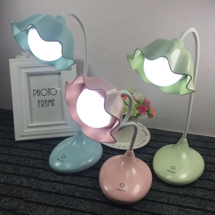 

USB LED Reading Light Table Lamp Eye Care Desk Lamp 3 Modes Flexible Arm Light for Studying Working Bedroom Lotus Flower Lights