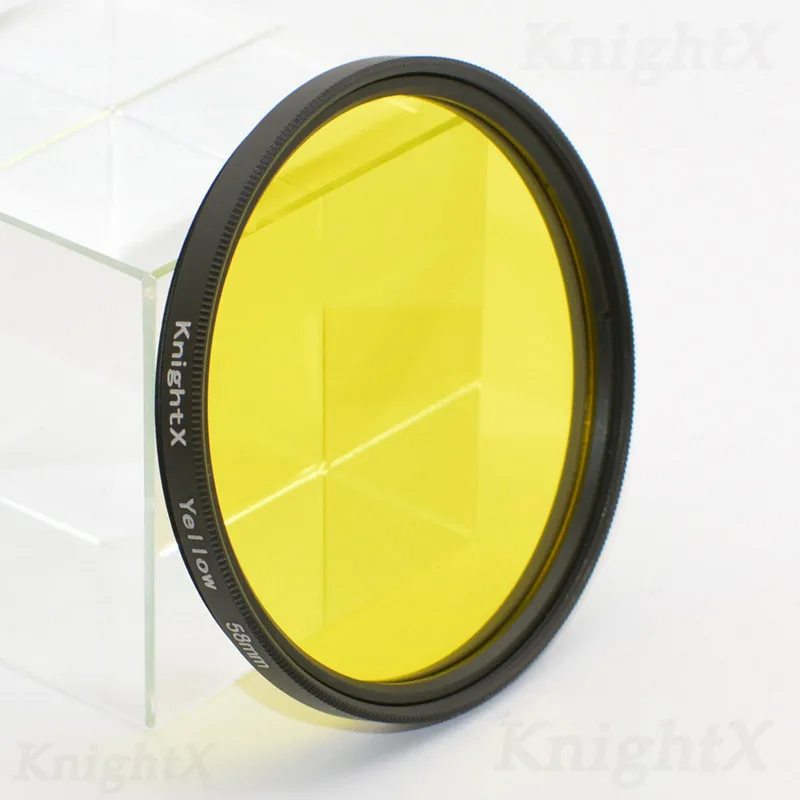 KnightX цветной фильтр УФ nd поляризатор CPL для nikon canon grijsfilter vierkant d60 450d lente 1000d цифровой камеры 58 67 77 мм - Цвет: Yellow